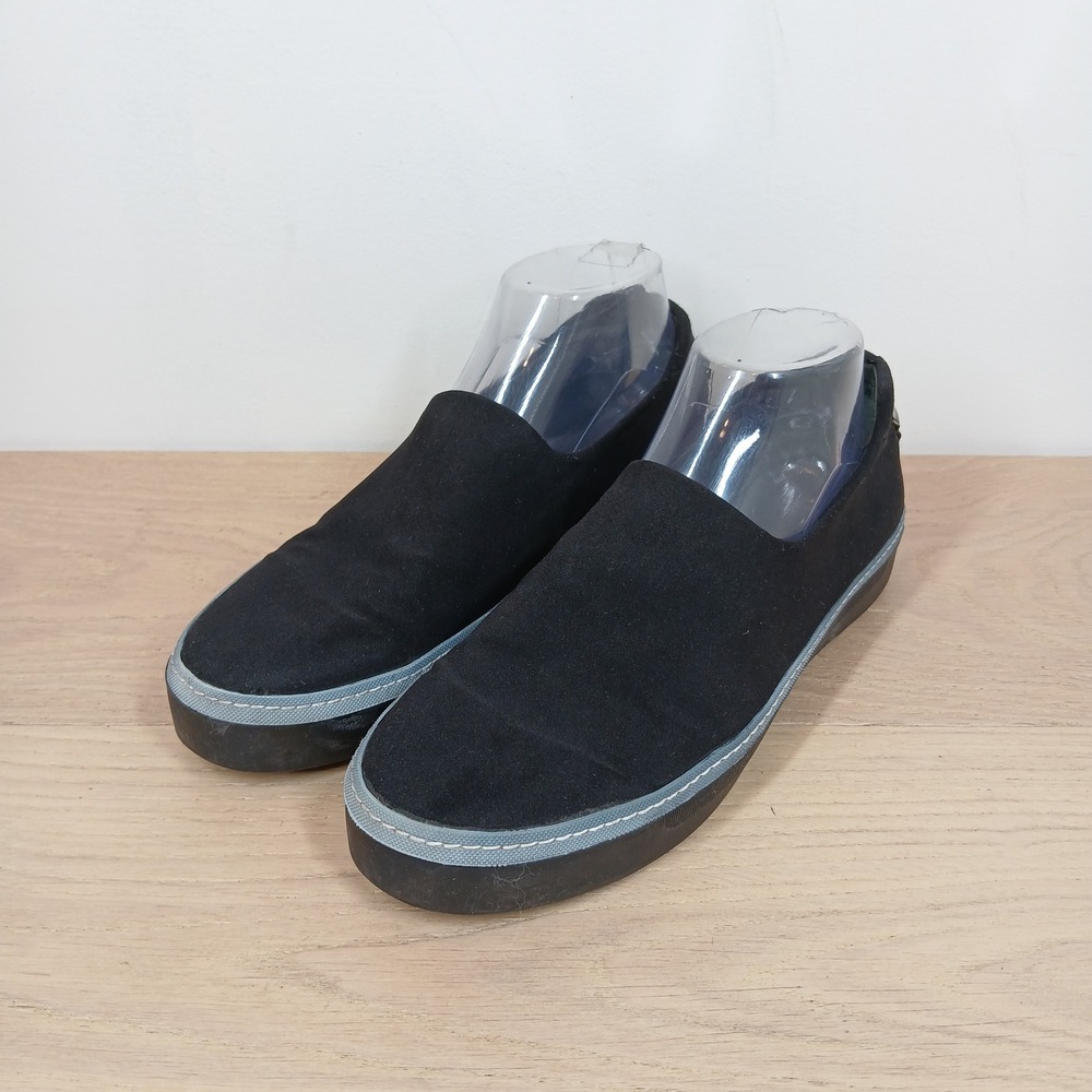 Stuart Weitzman Sneakers Mens 8M Black Suede Contrast Trim Slip On Shoes Casual